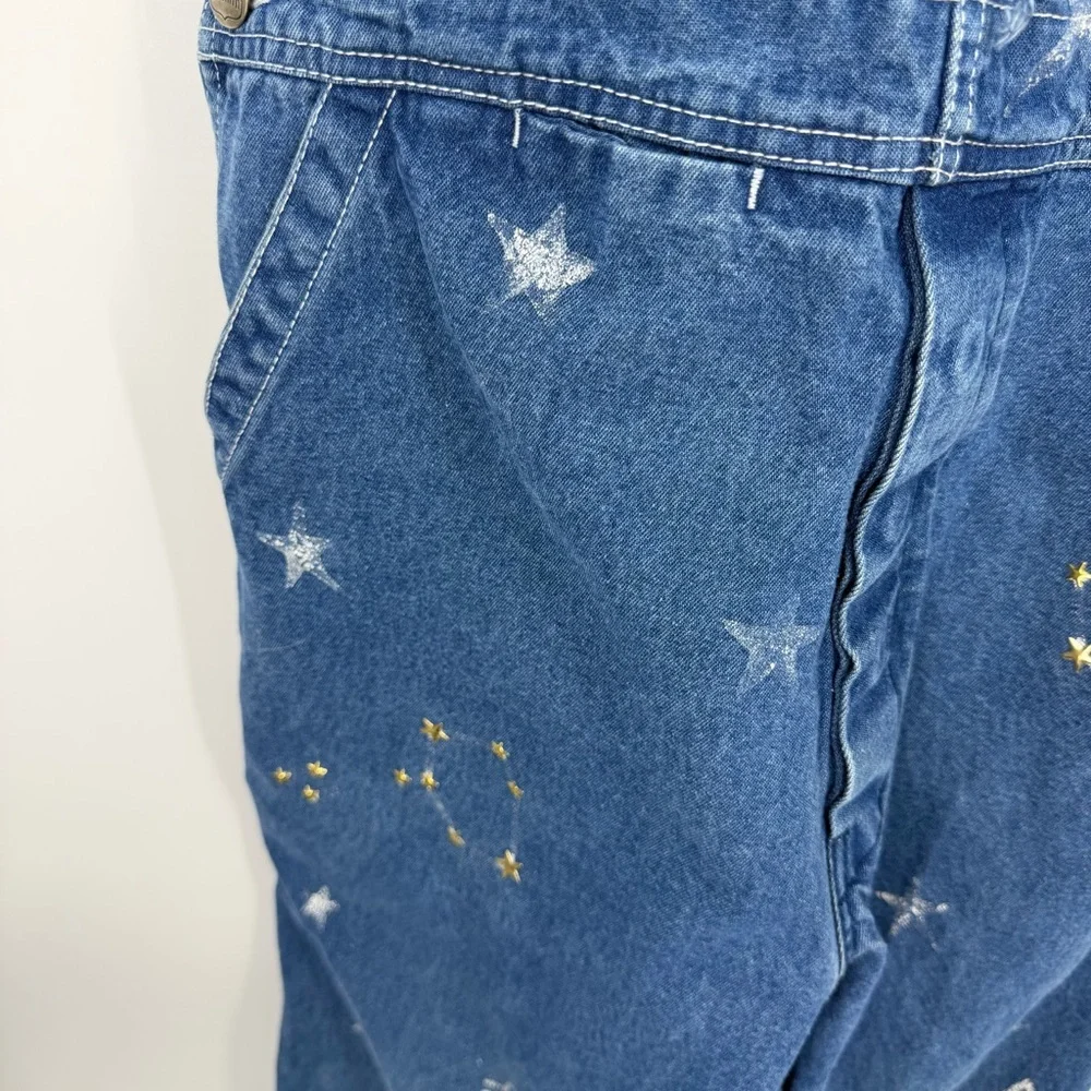 Upcycled Overalls zodiac‎ design Sz S Wash Boho Hippie Y2k Summer